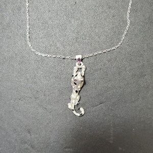 White 18KRGP leopard pendant necklace 16" chain